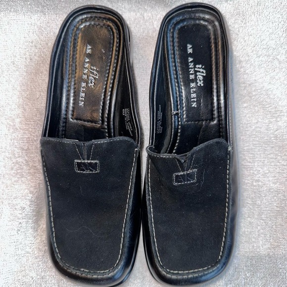EUC Women’s Size 6M Anne Klein IFlex Leather Slip On Mule Clogs Black - Picture 1 of 8